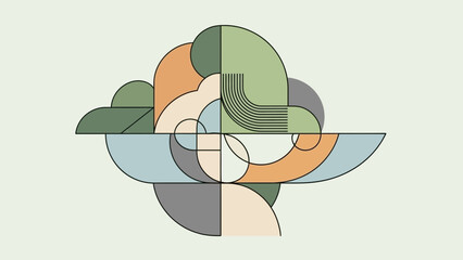 Abstract geometric shapes in harmonious balance and symmetry.