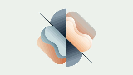 Abstract geometric shapes in pastel colors with diagonal line.