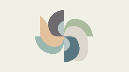 Abstract colorful logo design elements arranged in a circular pattern.