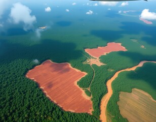 Illegal Logging Scars: Tropical Rainforest Destruction