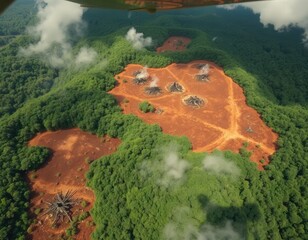 Illegal Logging Scars: Tropical Rainforest Destruction
