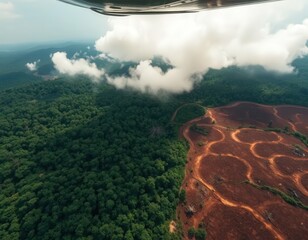 Illegal Logging Scars: Tropical Rainforest Destruction
