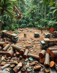 Illegal Logging Scars: Tropical Rainforest Destruction