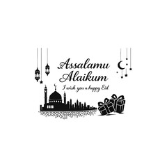 Obraz premium Elegant Eid Greeting Card with English Typography Vector
