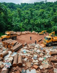 Illegal Logging Scars: Tropical Rainforest Destruction