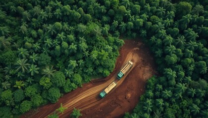 Illegal Logging Scars: Tropical Rainforest Destruction