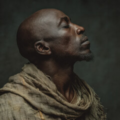 Black History Month portrait of Black oral poet listening in silence