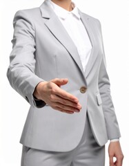 Business woman shaking hands. Generative AI