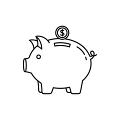 Simple Piggy Bank Illustration with Coin Saving Concept for Financial Planning