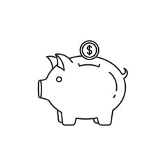 Obraz premium Simple Piggy Bank with Coin for Savings and Financial Growth Concept