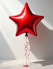 A shiny red star-shaped balloon. Generative AI