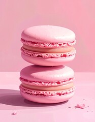 A pair of pastel pink macarons. Generative AI