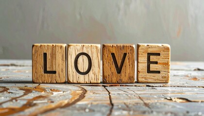A 'Love' message written in wood. Generative AI