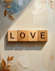 A 'Love' message written in wood. Generative AI
