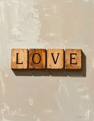 A 'Love' message written in wood. Generative AI