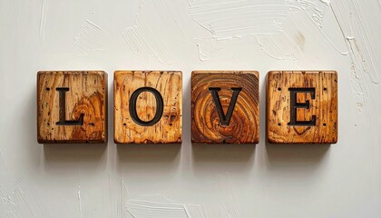A 'Love' message written in wood. Generative AI