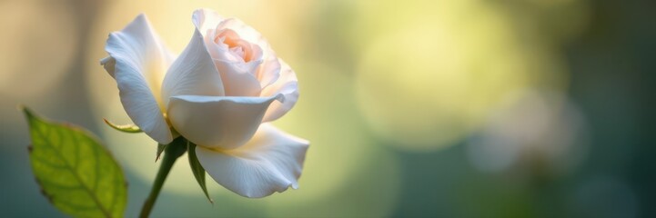 Solitary white rose, delicate petals, soft light, element, floral, bloom