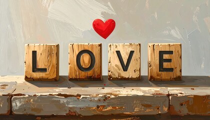 A 'Love' message written in wood. Generative AI