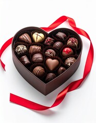 A heart-shaped box of premium chocolates. Generative AI