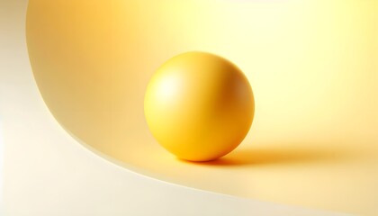Single yellow sphere on gently curved surface with soft yellow-to-white gradient, minimalistic, clean abstract composition symbolizing progress, harmony, and elegance for business and branding
