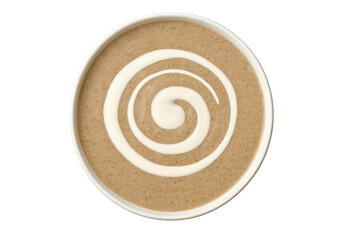 Mushroom cream soup with a spiral swirl