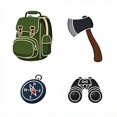 Icons set of camping illustration 