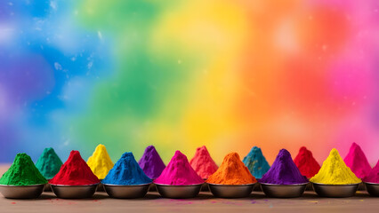 Vibrant holi color powders in bowls