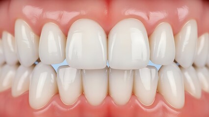 Close-up of Healthy White Teeth and Pink Gums