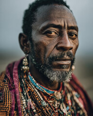 Black History Month portrait of African man wearing traditional beadwork