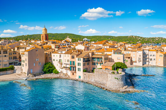 View of the city of Saint-Tropez, Provence, Cote d'Azur, a popular travel destination in Europe