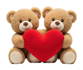 Teddy bears embracing love cozy atmosphere isolated on transparent background