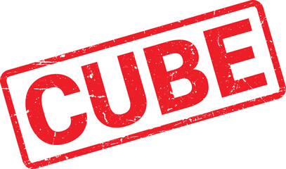 Red Grunge Cube Stamp on White Background, Business Concept Illustration