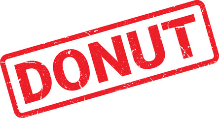 Red Donut Rubber Stamp Illustration on White Background with Distressed Texture Element