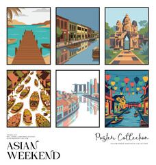 Ancient Temple and Historic Landmark Illustration Set With Cultural Heritage