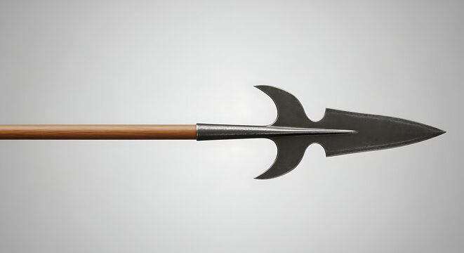 Harpoon spear with wooden handle and metal head