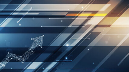 Abstract upward arrow growth chart with network connections on diagonal background.