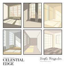 Minimal Interior Space Illustration Set With Soft Light and Architectural Shadows
