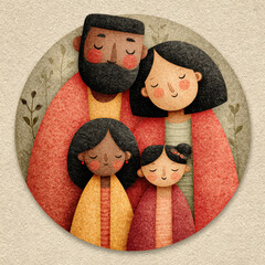 Black History Month family love sticker illustration on transparent background
