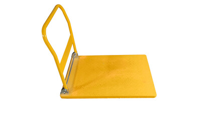 Commercial foldable trolley in yellow color in a transparent background