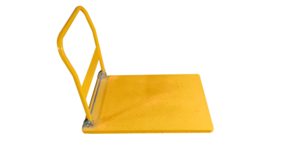 Commercial foldable trolley in yellow color in a transparent background
