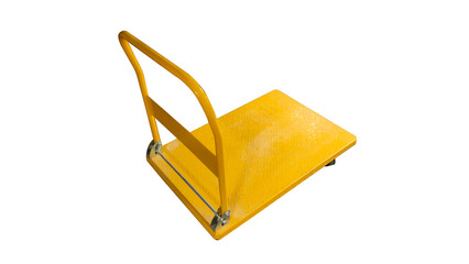 Foldable metal trolley in a transparent background