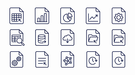 Vector icons Document and File Management Line Icons Set for Data Organization. Vector Illustration. EPS Editable