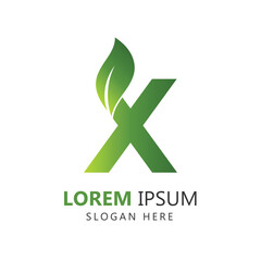 Letter X Leaf Logo Template for Branding Design