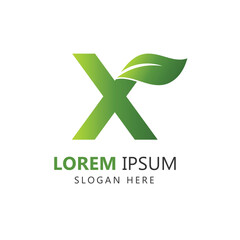 Letter X Leaf Logo Template for Branding