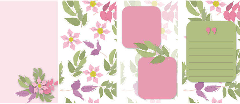 Set of modern Instagram Reels templates with botanical and floral elements in vertical 1080&times;1920 format. Ideal for quotes, announcements, lifestyle content, and creative branding on social media.