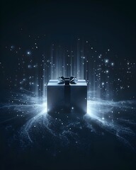 Illuminated Gift Box, isolated on transparent background