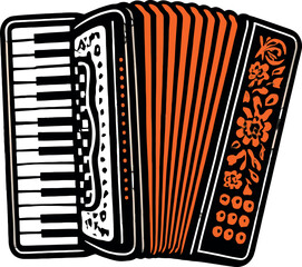 Accordion Floral Folk Music Vector Art Design