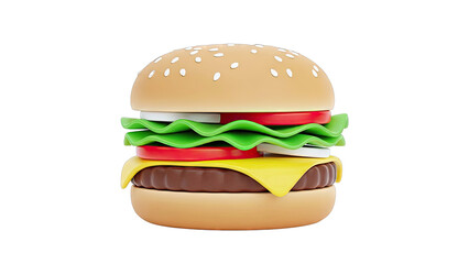 Delicious Cartoon Burger on White Background