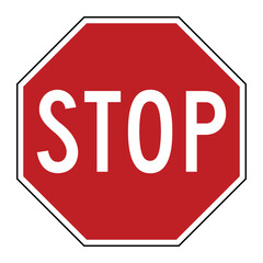 Standard Red Octagonal STOP Traffic Sign with Bold White Lettering for Road Safety and Intersection Control - Professional Vector Stock Image