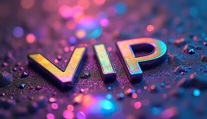 modern vip card with glowing neon letters on dark background